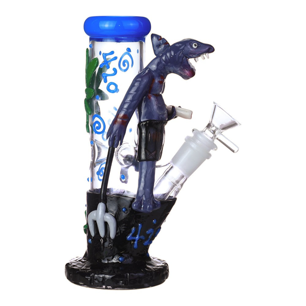 8" DinoMan 420 Water Pipe - Glow In The Dark