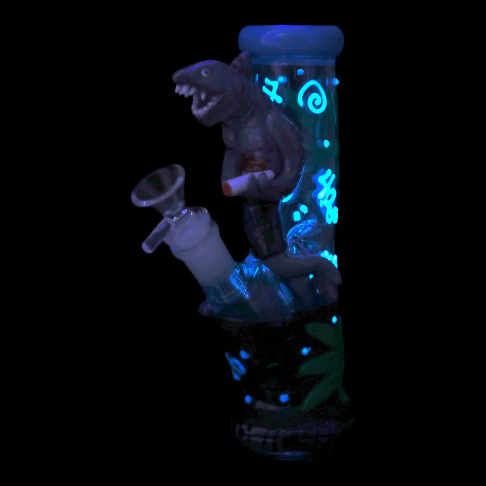 8" DinoMan 420 Water Pipe - Glow In The Dark
