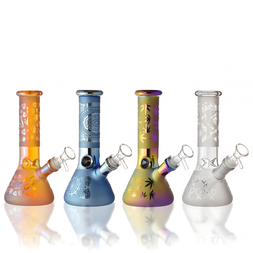 8" Leaf Glow Electroplated Beaker Water Pipe
