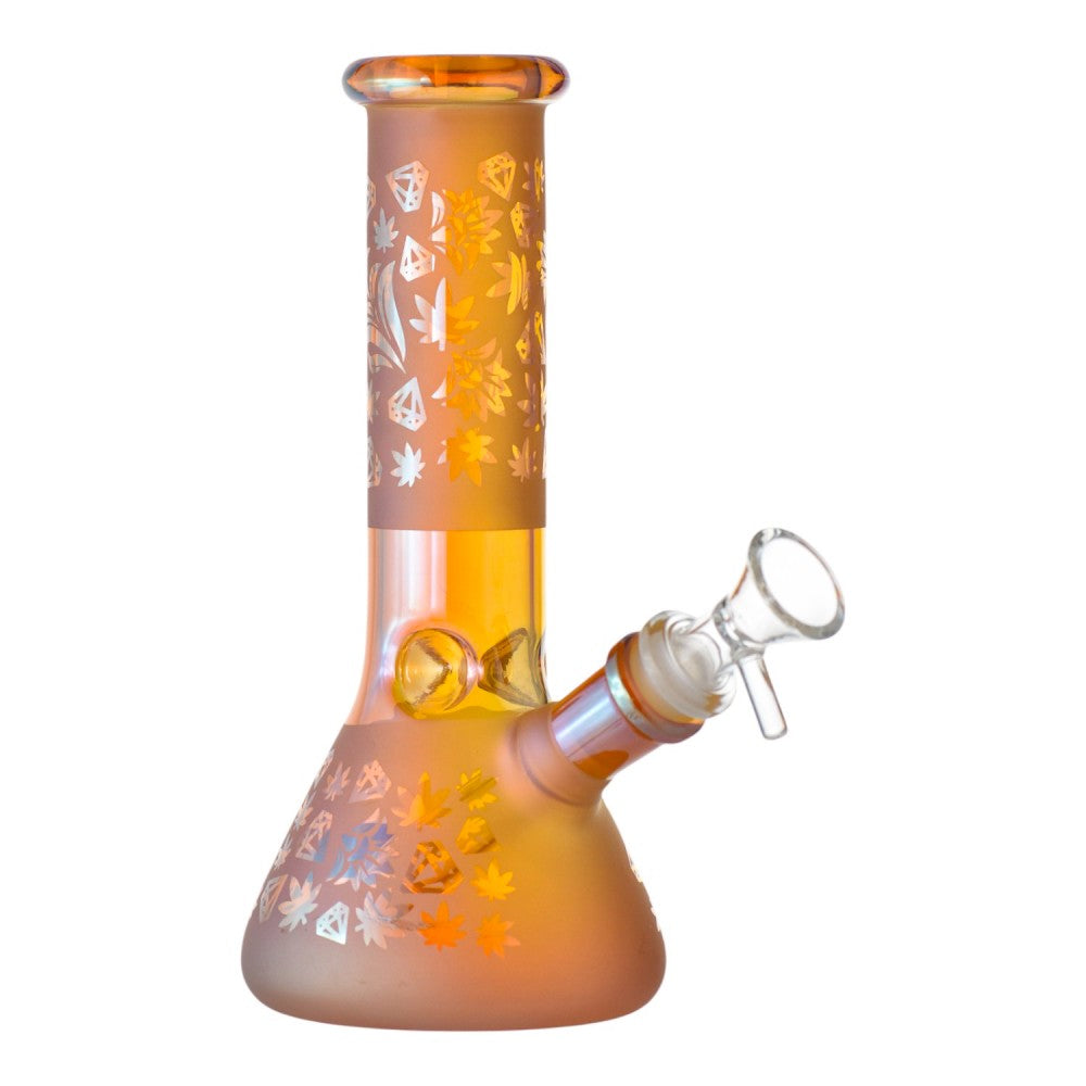 8" Leaf Glow Electroplated Beaker Water Pipe