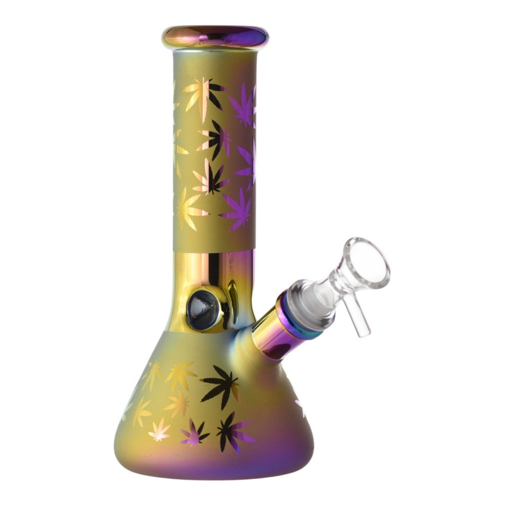 8" Leaf Glow Electroplated Beaker Water Pipe