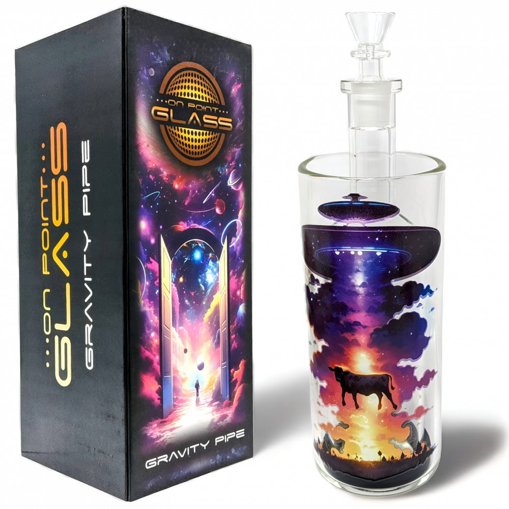 On Point Glass - 8" Boogie W/ Bovines - Cow Abduction Gravity Water Pipe